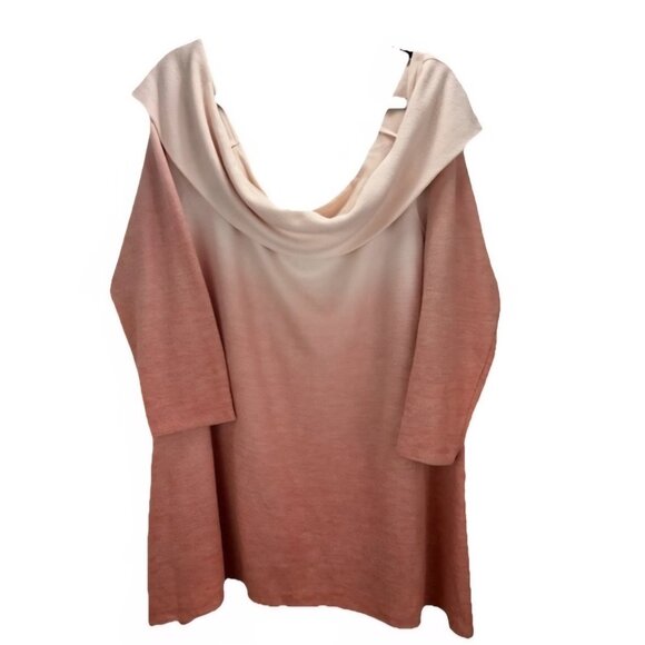 Torrid Super Soft Plush Ombre Cowl neck Light Pink Coral Tunic Sweater - Picture 2 of 7